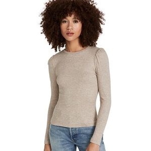 SOLD!! NWT Z Supply Ribbed Puff Sleeve Long Sleeve Tee Brown LARGE